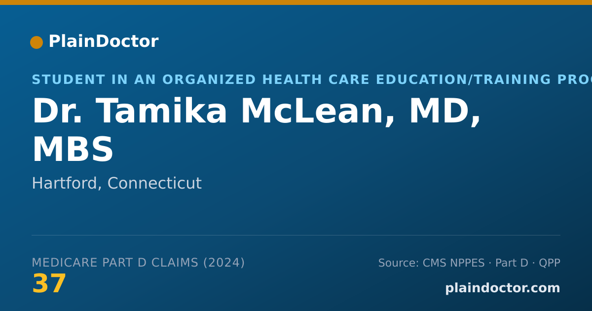 Shareable card for Tamika McLean, MD, MBS - Student in an Organized Health Care Education/Training Program, Hartford, CT