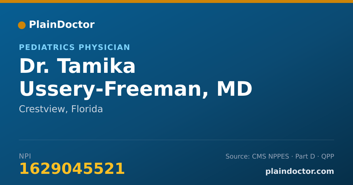 Shareable card for Tamika Ussery-Freeman, MD - Pediatrics Physician, Crestview, FL