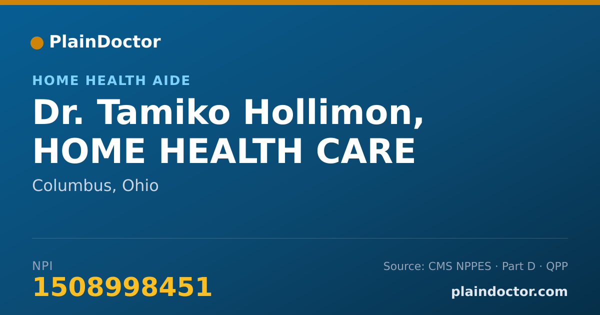 Shareable card for Tamiko Hollimon, HOME HEALTH CARE - Home Health Aide, Columbus, OH