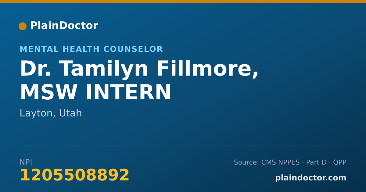 Shareable card for Tamilyn Fillmore, MSW INTERN - Mental Health Counselor, Layton, UT