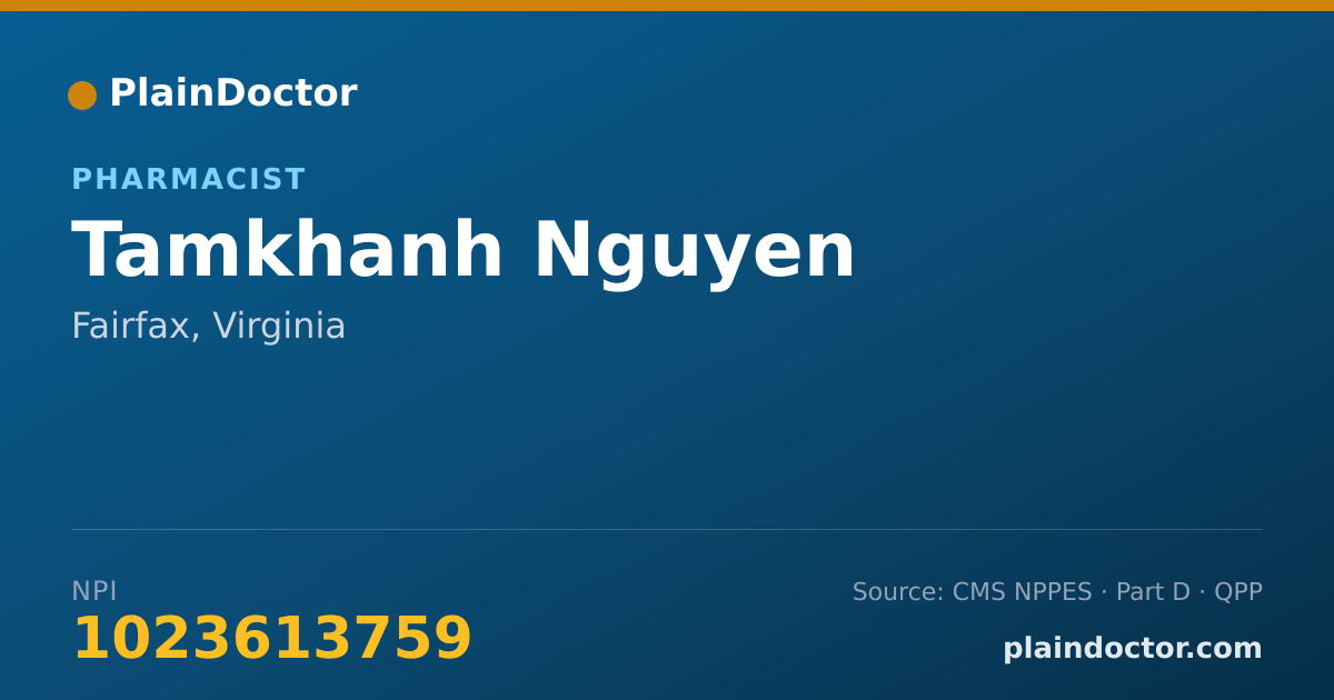 Shareable card for Tamkhanh Nguyen - Pharmacist, Fairfax, VA