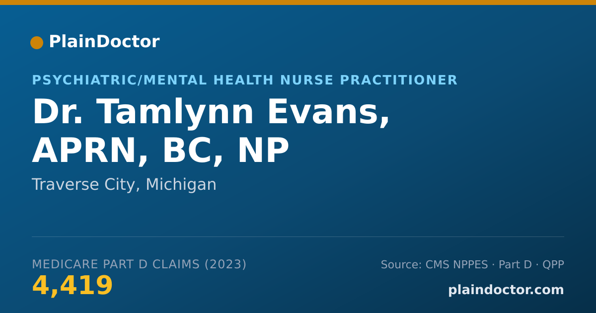Shareable card for Tamlynn Evans, APRN, BC, NP - Psychiatric/Mental Health Nurse Practitioner, Traverse City, MI