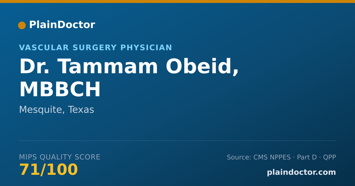 Shareable card for Tammam Obeid, MBBCH - Vascular Surgery Physician, Mesquite, TX
