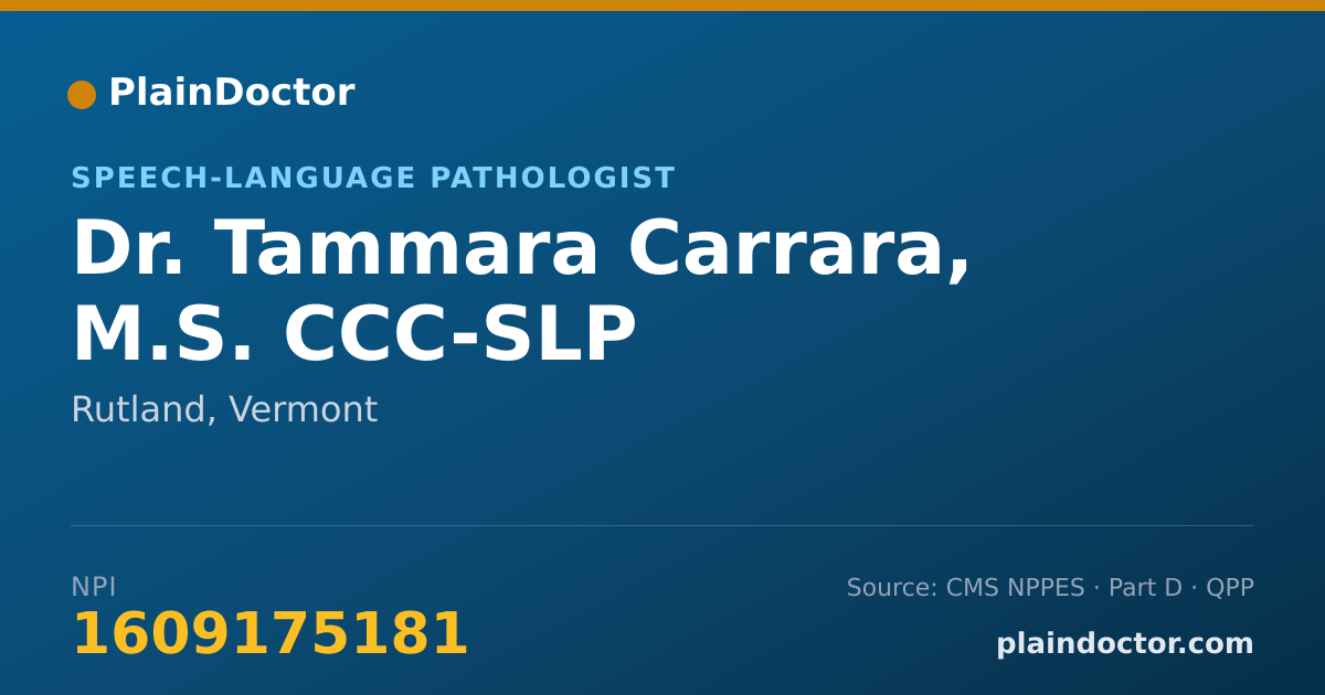 Shareable card for Tammara Carrara, M.S. CCC-SLP - Speech-Language Pathologist, Rutland, VT