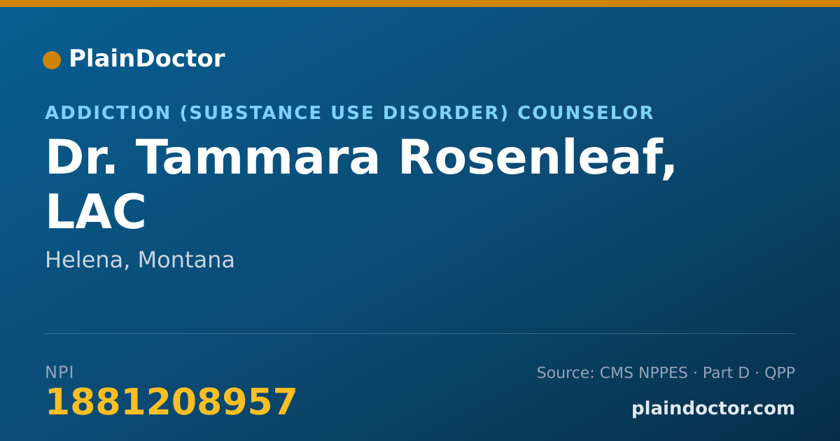 Shareable card for Tammara Rosenleaf, LAC - Addiction (Substance Use Disorder) Counselor, Helena, MT