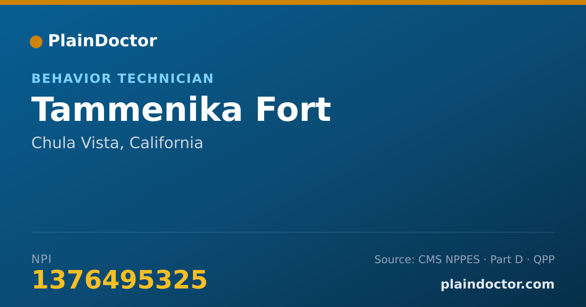 Shareable card for Tammenika Fort - Behavior Technician, Chula Vista, CA
