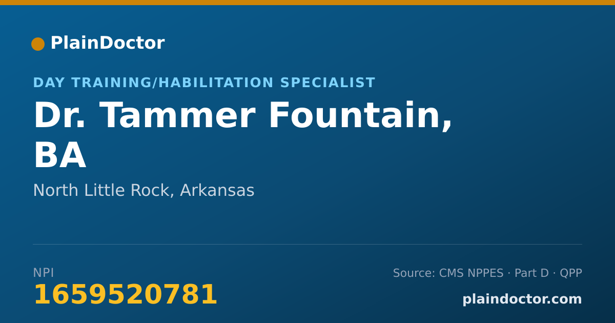 Shareable card for Tammer Fountain, BA - Day Training/Habilitation Specialist, North Little Rock, AR