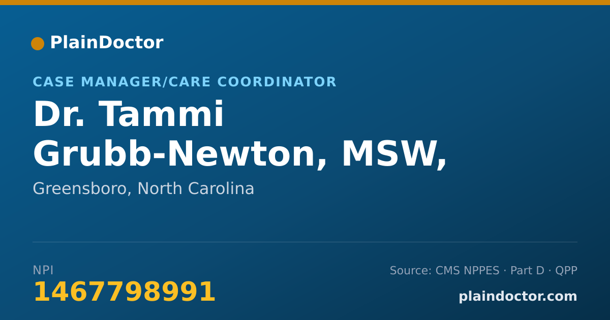Shareable card for Tammi Grubb-Newton, MSW, LCSW - Case Manager/Care Coordinator, Greensboro, NC