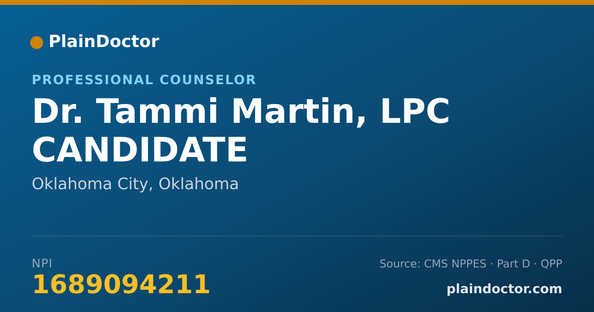 Shareable card for Tammi Martin, LPC CANDIDATE - Professional Counselor, Oklahoma City, OK