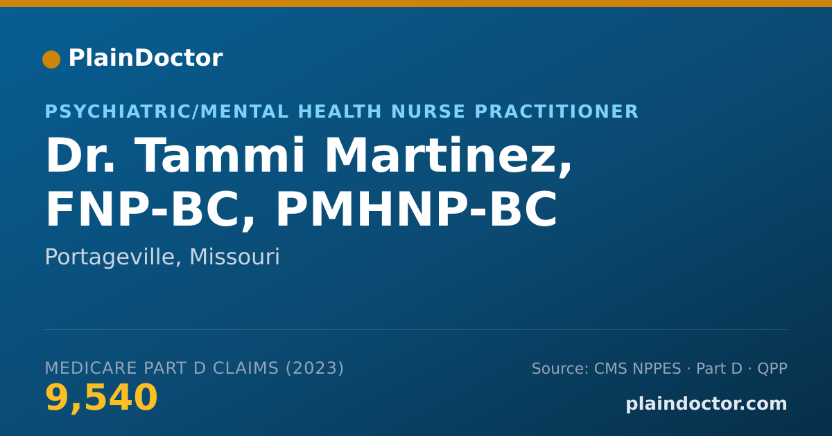 Shareable card for Tammi Martinez, FNP-BC, PMHNP-BC - Psychiatric/Mental Health Nurse Practitioner, Portageville, MO