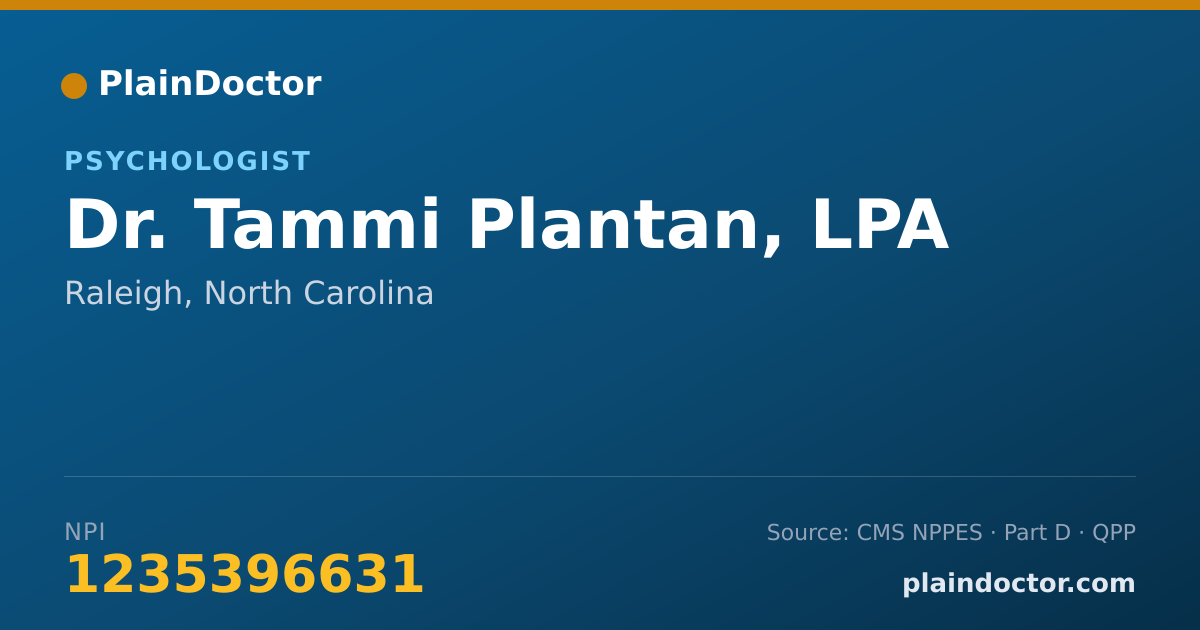 Shareable card for Tammi Plantan, LPA - Psychologist, Raleigh, NC
