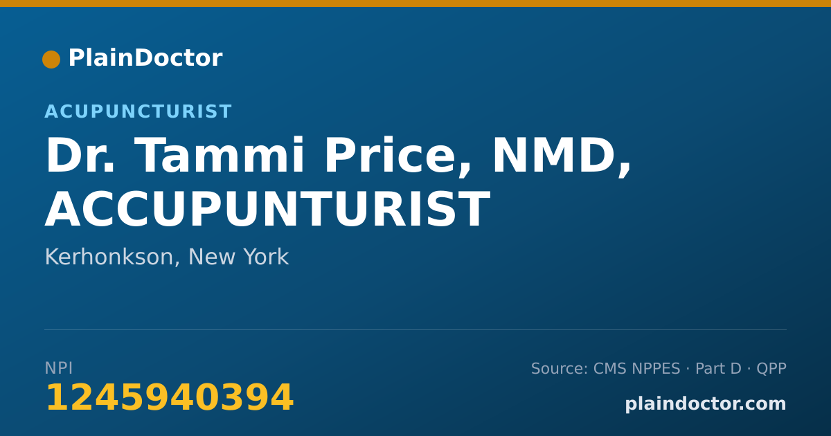 Shareable card for Tammi Price, NMD,  ACCUPUNTURIST - Acupuncturist, Kerhonkson, NY