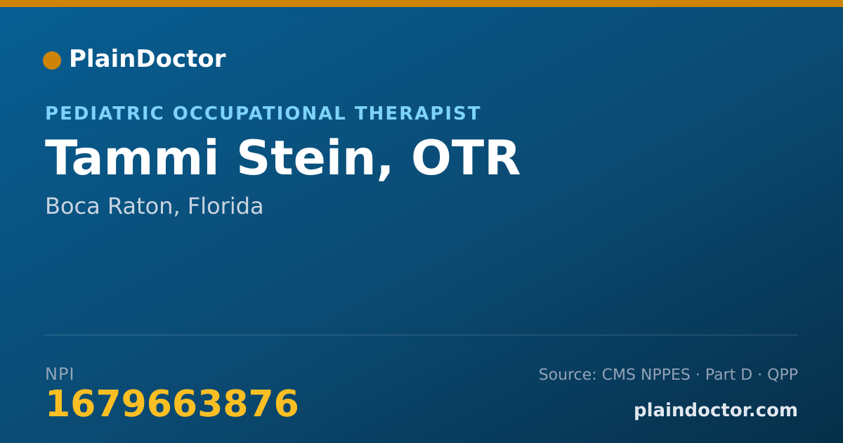 Shareable card for Tammi Stein, OTR - Pediatric Occupational Therapist, Boca Raton, FL