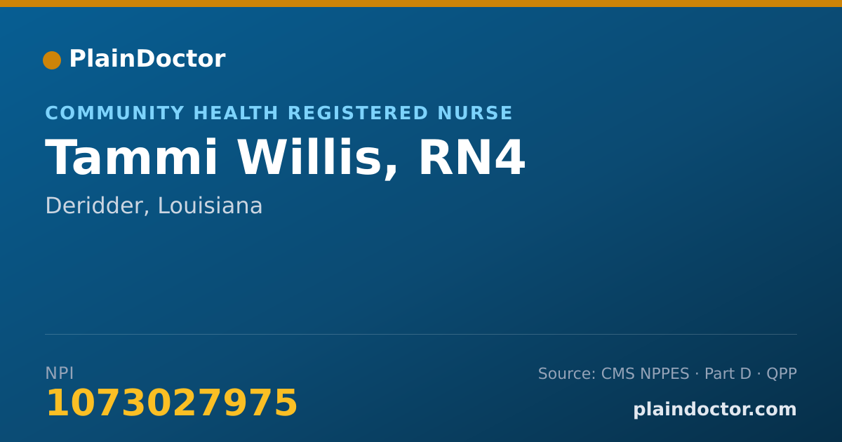 Shareable card for Tammi Willis, RN4 - Community Health Registered Nurse, Deridder, LA