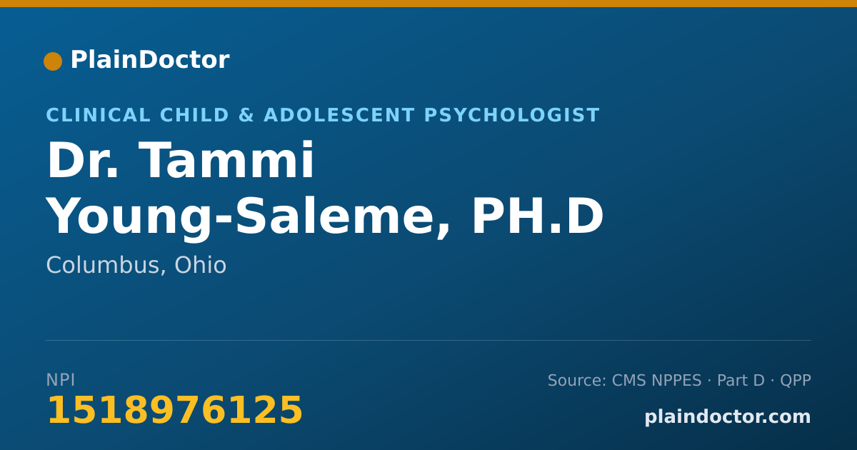 Shareable card for Tammi Young-Saleme, PH.D - Clinical Child & Adolescent Psychologist, Columbus, OH