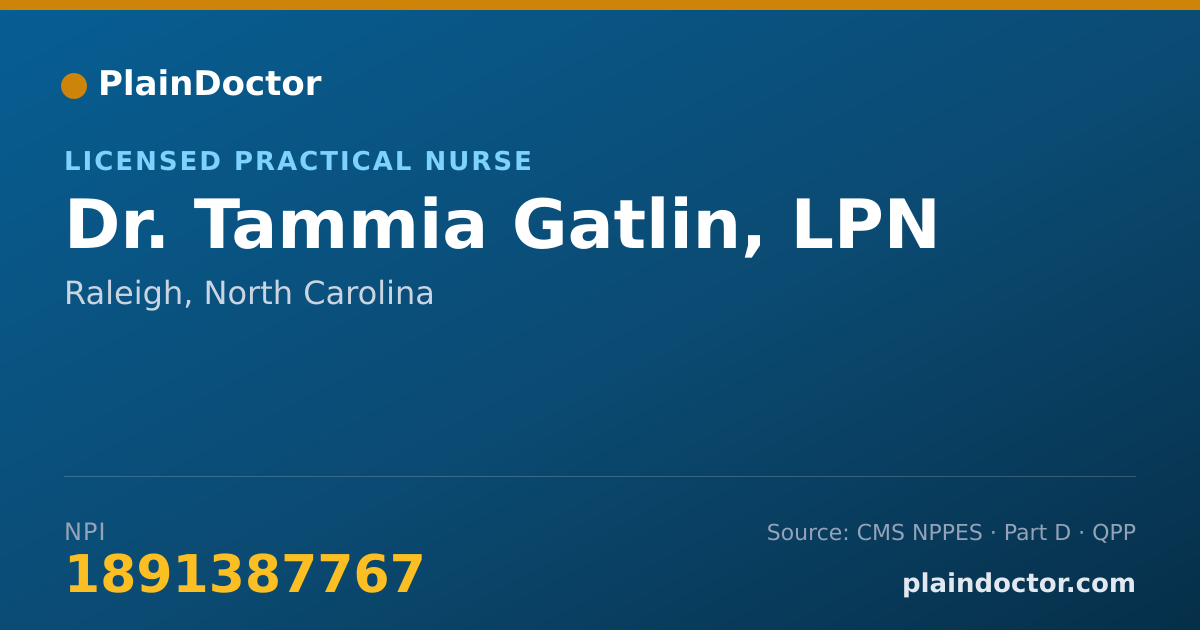 Shareable card for Tammia Gatlin, LPN - Licensed Practical Nurse, Raleigh, NC