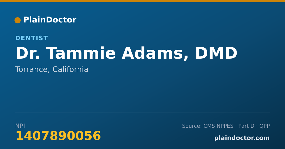 Shareable card for Tammie Adams, DMD - Dentist, Torrance, CA