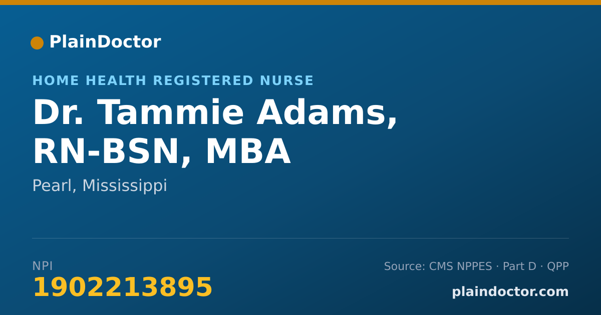 Shareable card for Tammie Adams, RN-BSN, MBA - Home Health Registered Nurse, Pearl, MS