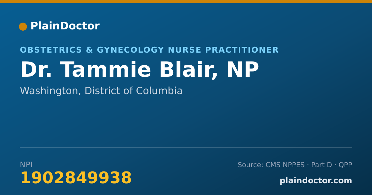 Shareable card for Tammie Blair, NP - Obstetrics & Gynecology Nurse Practitioner, Washington, DC