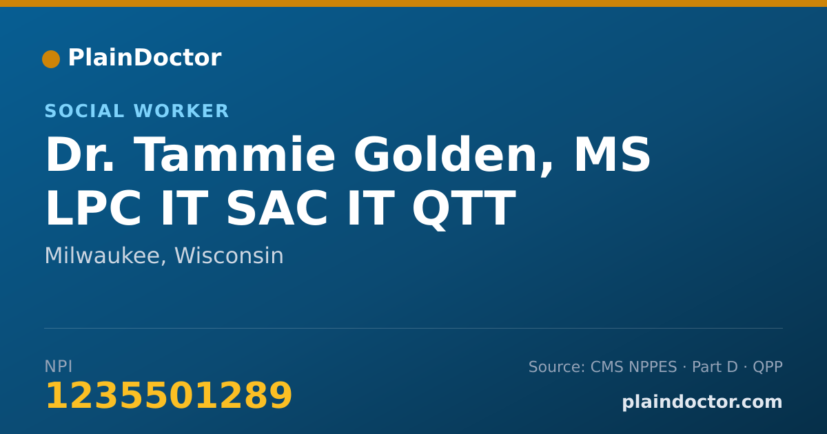 Shareable card for Tammie Golden, MS LPC IT SAC IT QTT - Social Worker, Milwaukee, WI