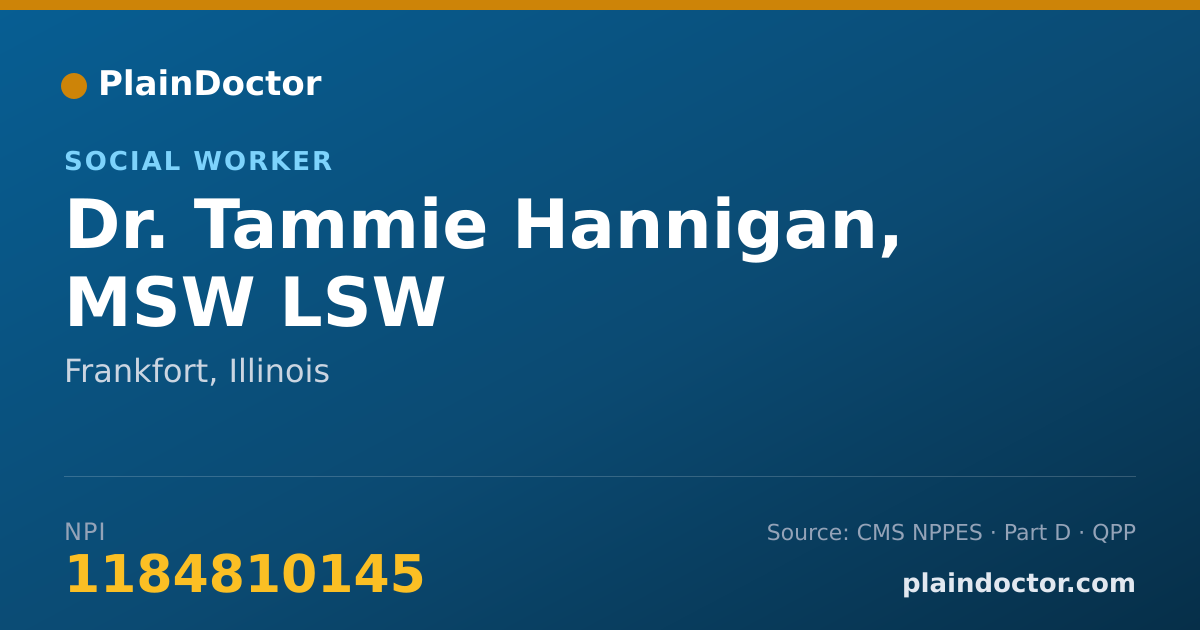 Shareable card for Tammie Hannigan, MSW LSW - Social Worker, Frankfort, IL