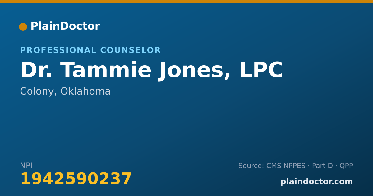 Shareable card for Tammie Jones, LPC - Professional Counselor, Colony, OK