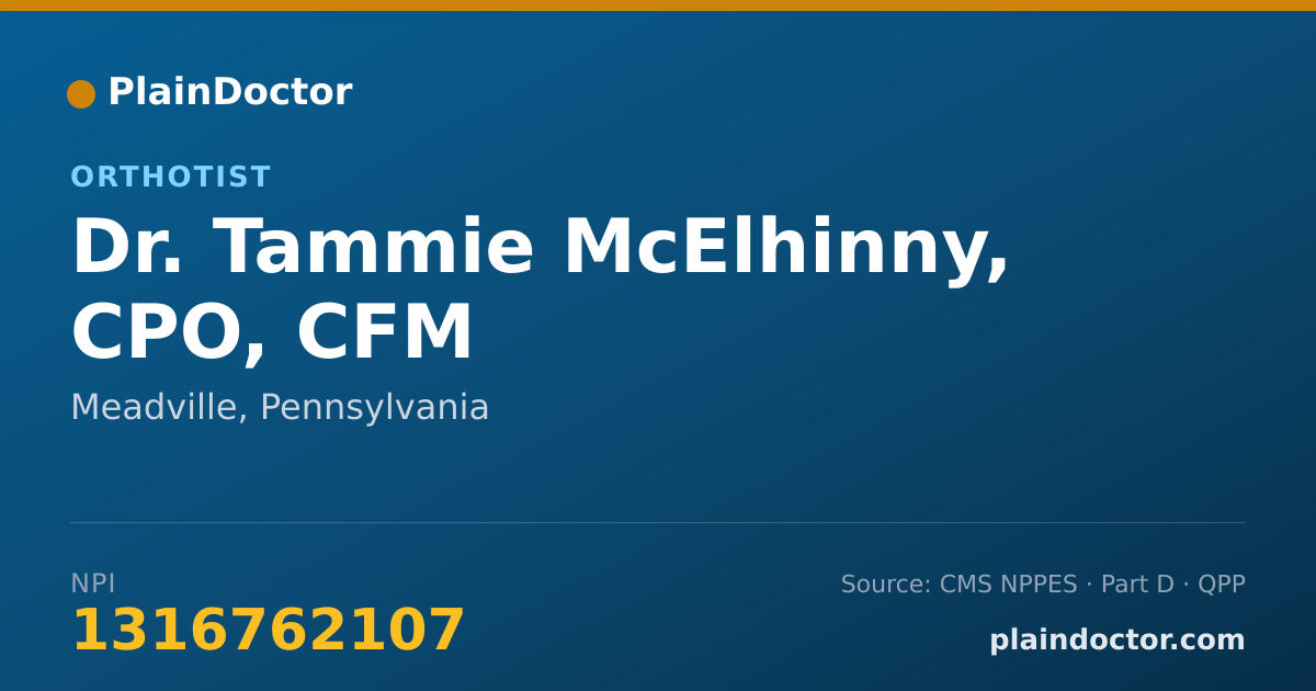 Shareable card for Tammie McElhinny, CPO, CFM - Orthotist, Meadville, PA