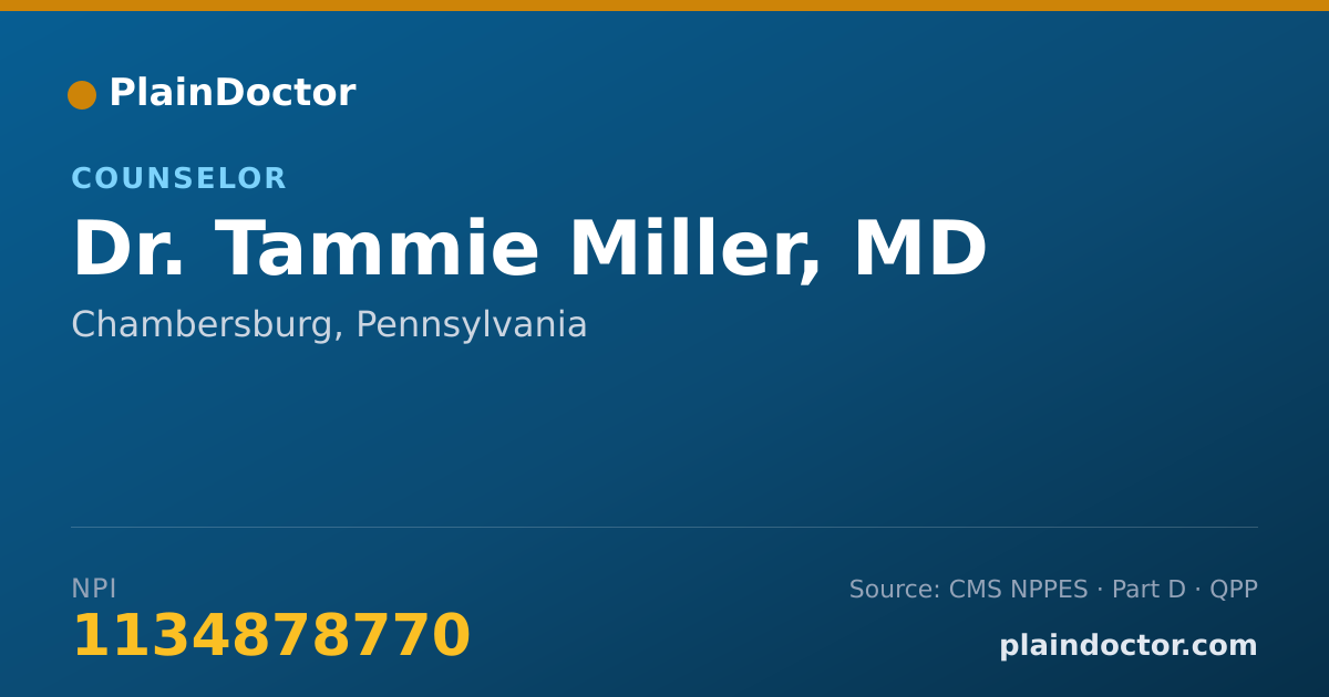 Shareable card for Tammie Miller, MD - Counselor, Chambersburg, PA