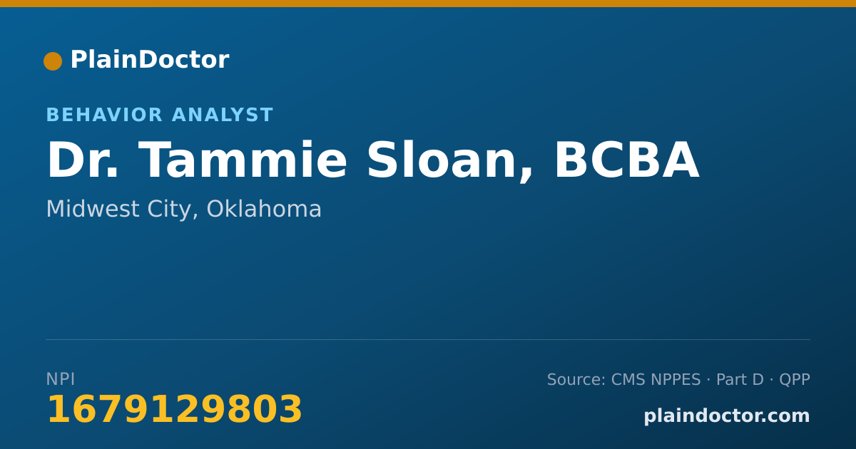 Shareable card for Tammie Sloan, BCBA - Behavior Analyst, Midwest City, OK