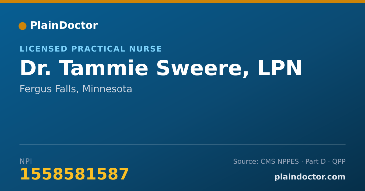 Shareable card for Tammie Sweere, LPN - Licensed Practical Nurse, Fergus Falls, MN