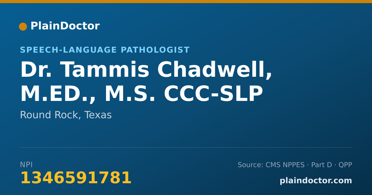 Shareable card for Tammis Chadwell, M.ED., M.S. CCC-SLP - Speech-Language Pathologist, Round Rock, TX