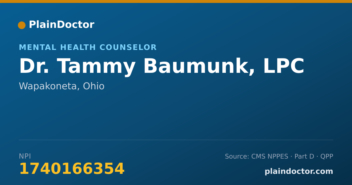 Shareable card for Tammy Baumunk, LPC - Mental Health Counselor, Wapakoneta, OH