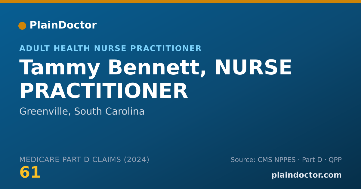 Shareable card for Tammy Bennett, NURSE PRACTITIONER - Adult Health Nurse Practitioner, Greenville, SC