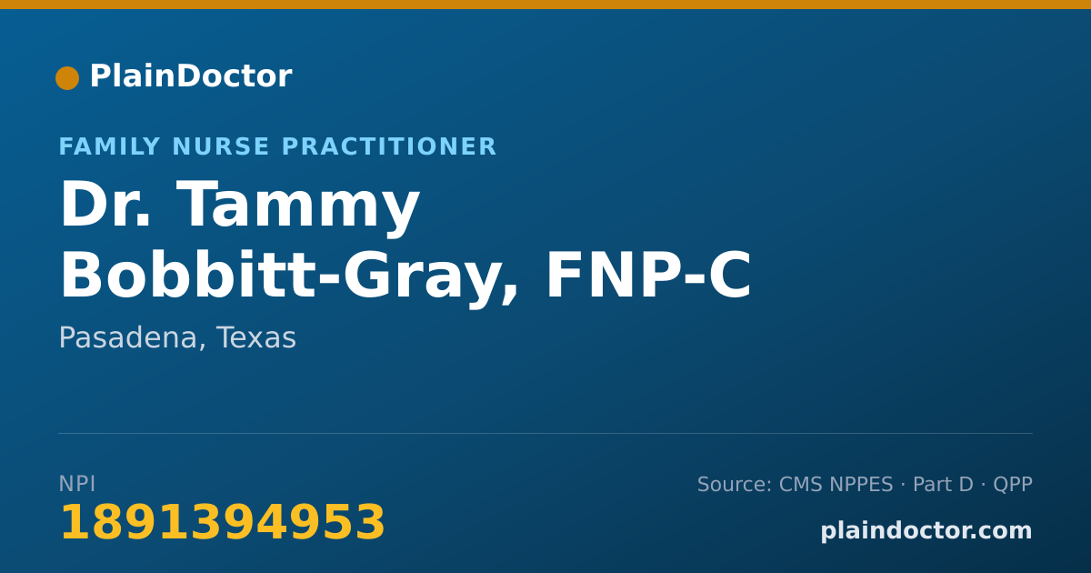 Shareable card for Tammy Bobbitt-Gray, FNP-C - Family Nurse Practitioner, Pasadena, TX