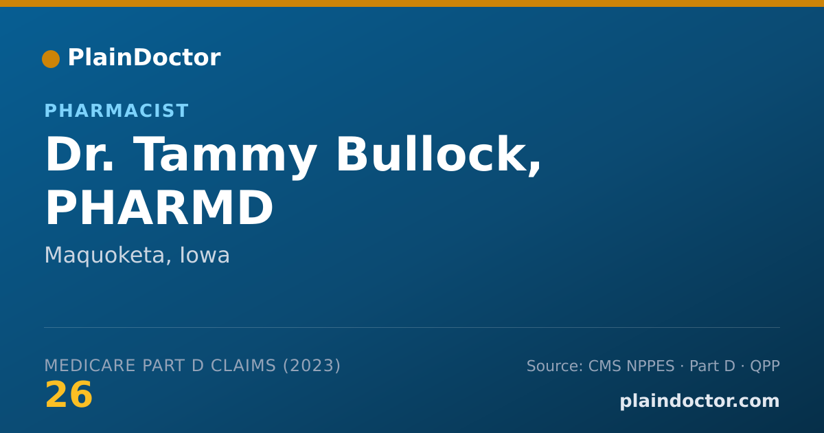 Shareable card for Tammy Bullock, PHARMD - Pharmacist, Maquoketa, IA