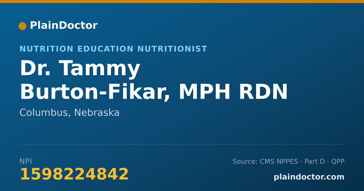 Shareable card for Tammy Burton-Fikar, MPH RDN LMNT - Nutrition Education Nutritionist, Columbus, NE