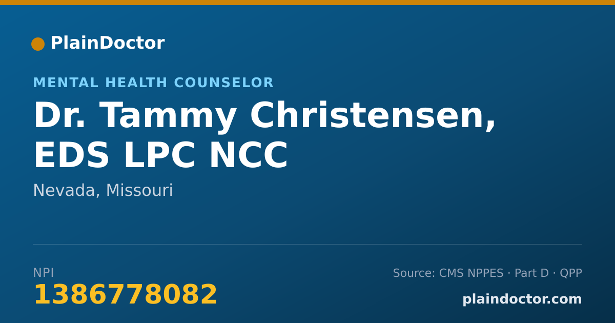 Shareable card for Tammy Christensen, EDS LPC NCC - Mental Health Counselor, Nevada, MO