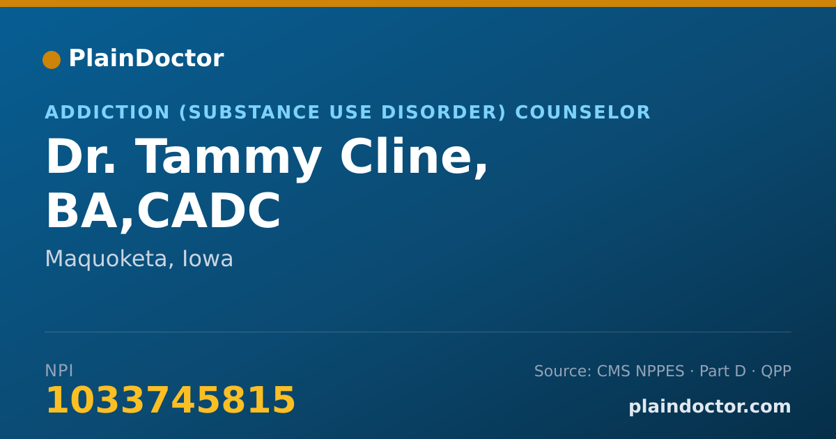 Shareable card for Tammy Cline, BA,CADC - Addiction (Substance Use Disorder) Counselor, Maquoketa, IA