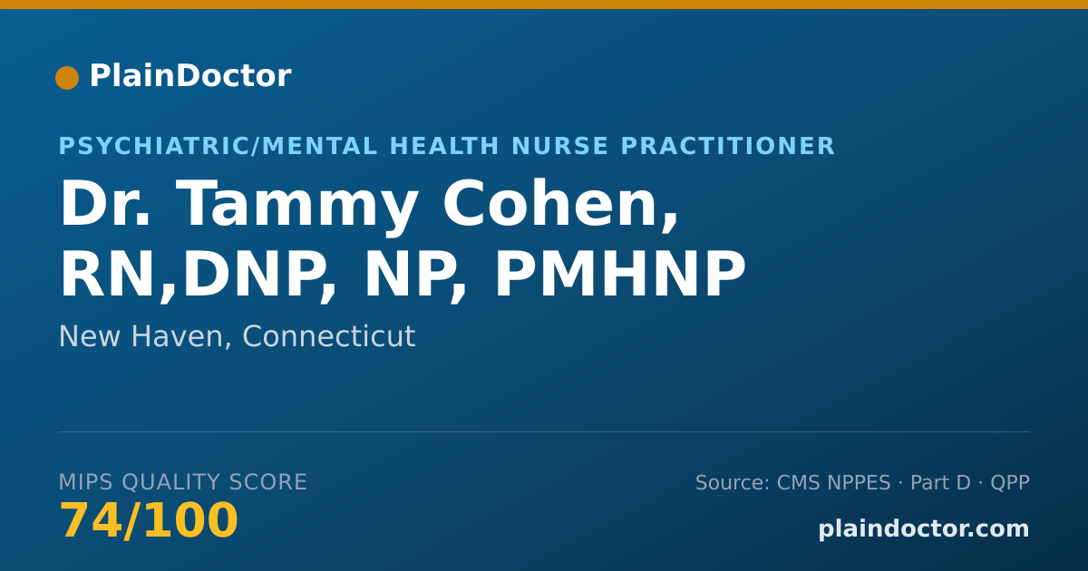 Shareable card for Tammy Cohen, RN,DNP, NP, PMHNP - Psychiatric/Mental Health Nurse Practitioner, New Haven, CT