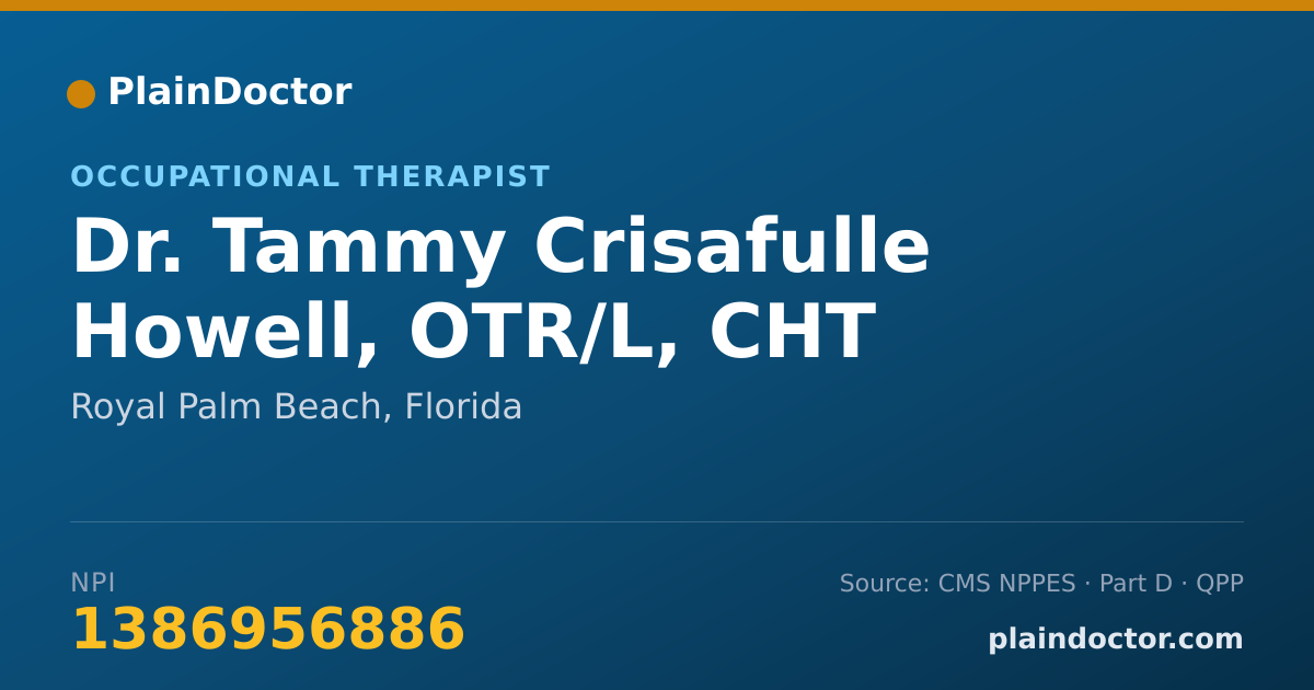 Shareable card for Tammy Crisafulle Howell, OTR/L, CHT - Occupational Therapist, Royal Palm Beach, FL