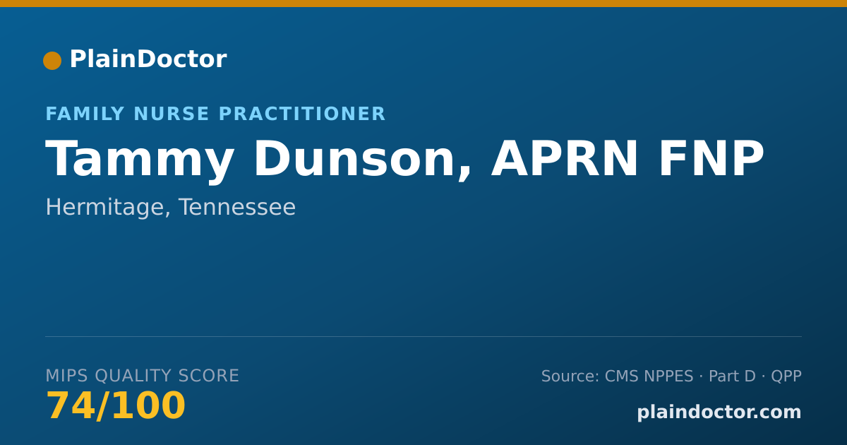 Shareable card for Tammy Dunson, APRN FNP - Family Nurse Practitioner, Hermitage, TN