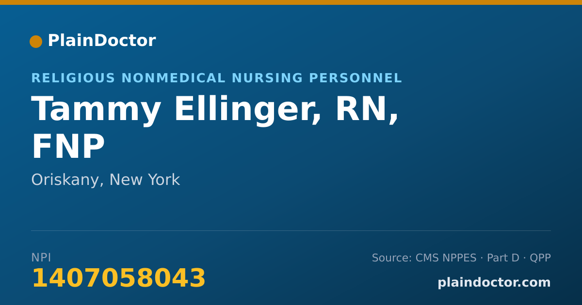 Shareable card for Tammy Ellinger, RN, FNP - Religious Nonmedical Nursing Personnel, Oriskany, NY