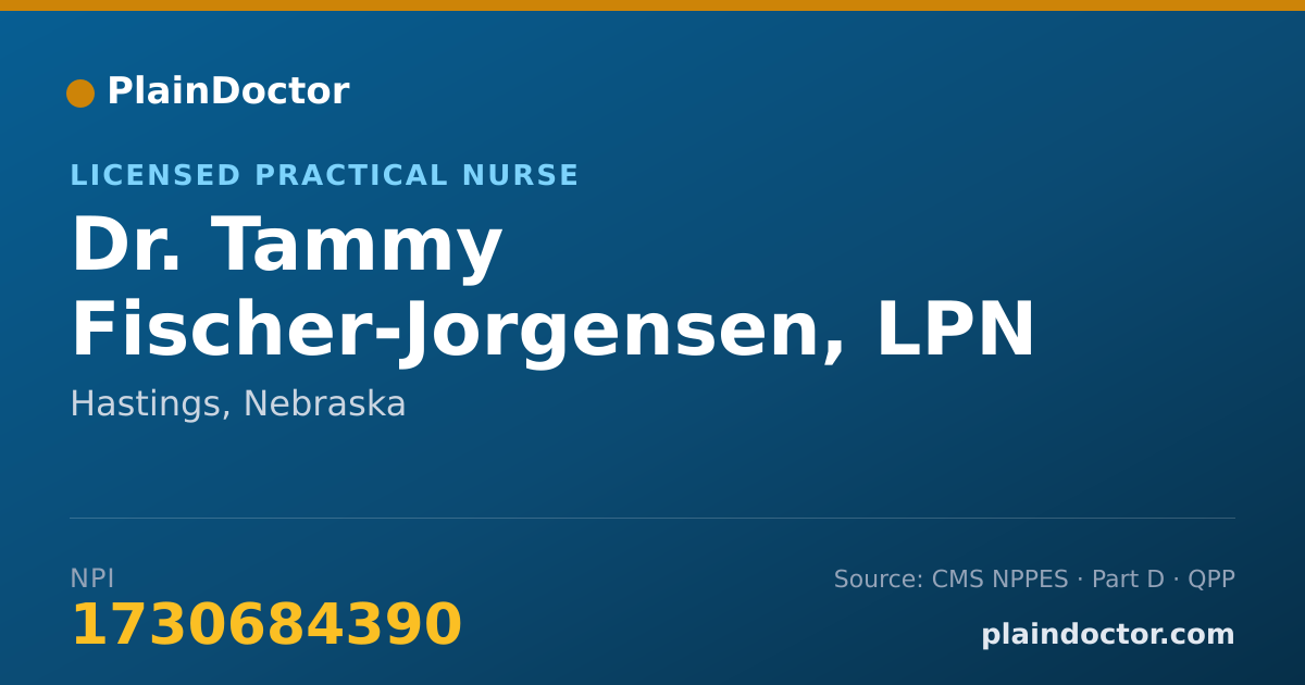 Shareable card for Tammy Fischer-Jorgensen, LPN - Licensed Practical Nurse, Hastings, NE