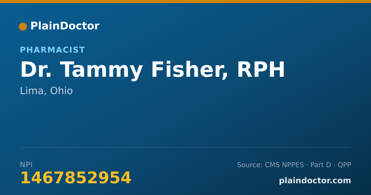 Shareable card for Tammy Fisher, RPH - Pharmacist, Lima, OH