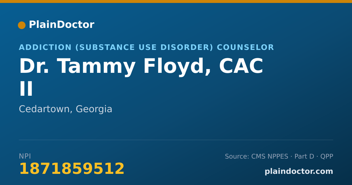 Shareable card for Tammy Floyd, CAC II - Addiction (Substance Use Disorder) Counselor, Cedartown, GA