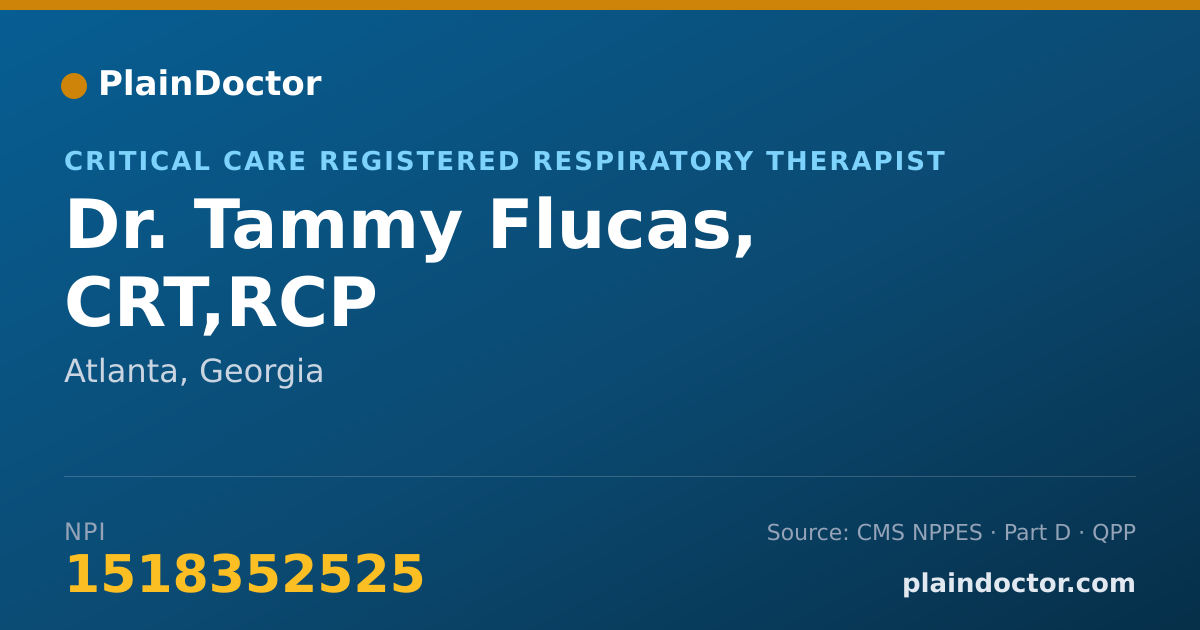 Shareable card for Tammy Flucas, CRT,RCP - Critical Care Registered Respiratory Therapist, Atlanta, GA
