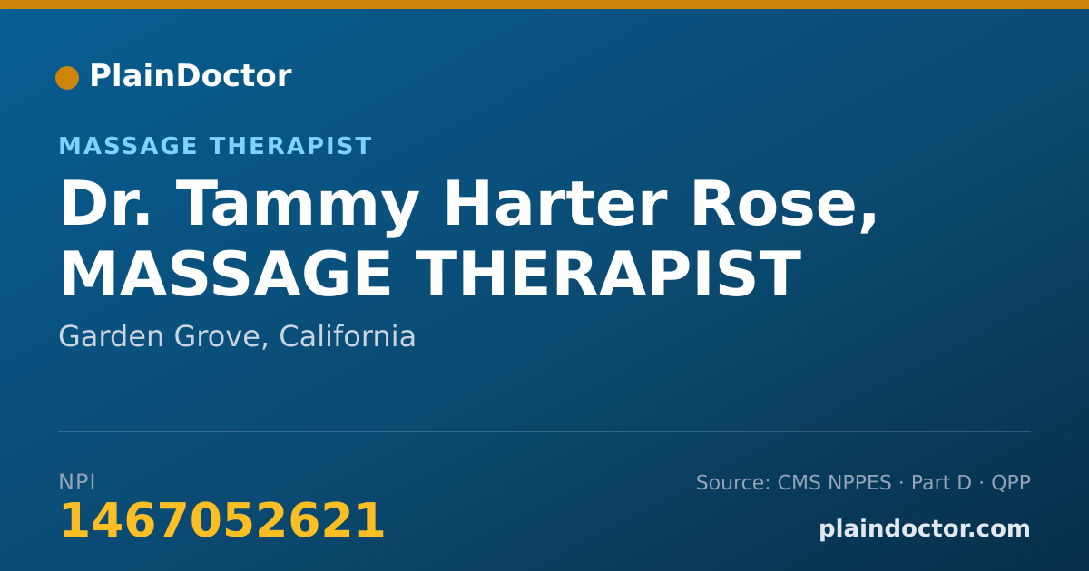 Shareable card for Tammy Harter Rose, MASSAGE THERAPIST - Massage Therapist, Garden Grove, CA