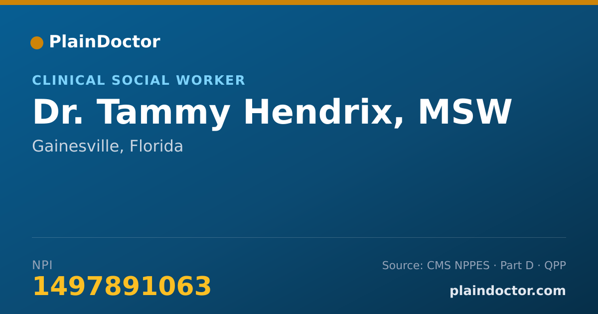 Shareable card for Tammy Hendrix, MSW - Clinical Social Worker, Gainesville, FL