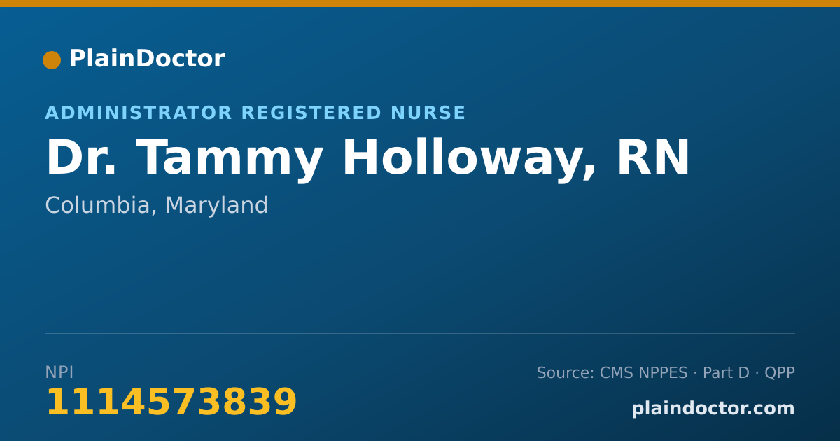 Shareable card for Tammy Holloway, RN - Administrator Registered Nurse, Columbia, MD