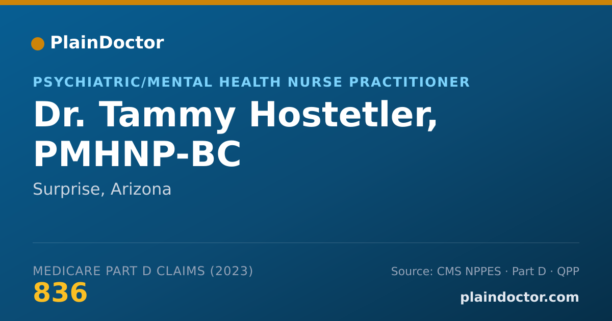 Shareable card for Tammy Hostetler, PMHNP-BC - Psychiatric/Mental Health Nurse Practitioner, Surprise, AZ